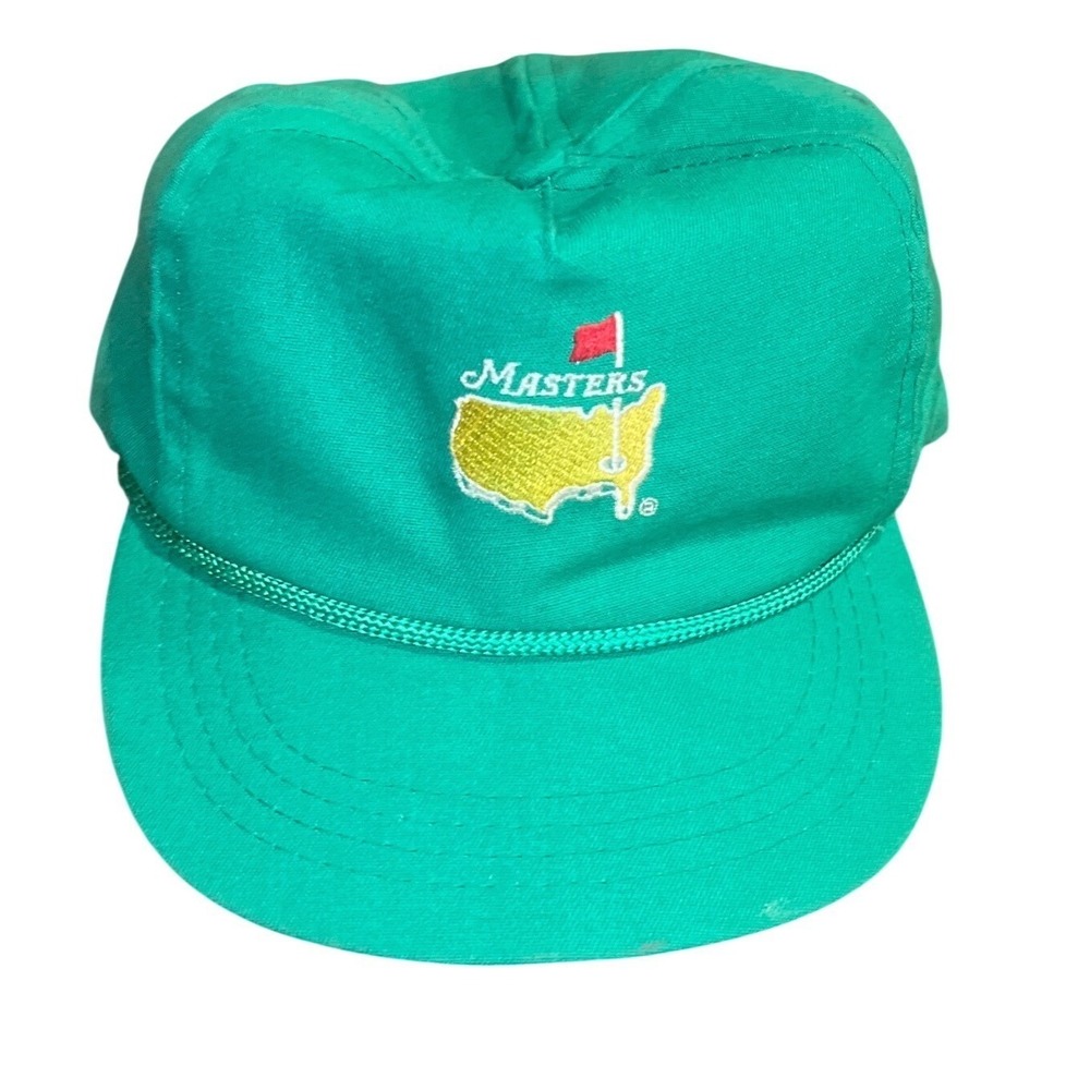 Vtg Masters Augusta Rope Hat snapback Cap Cali Flame USA Leather Strap Golf